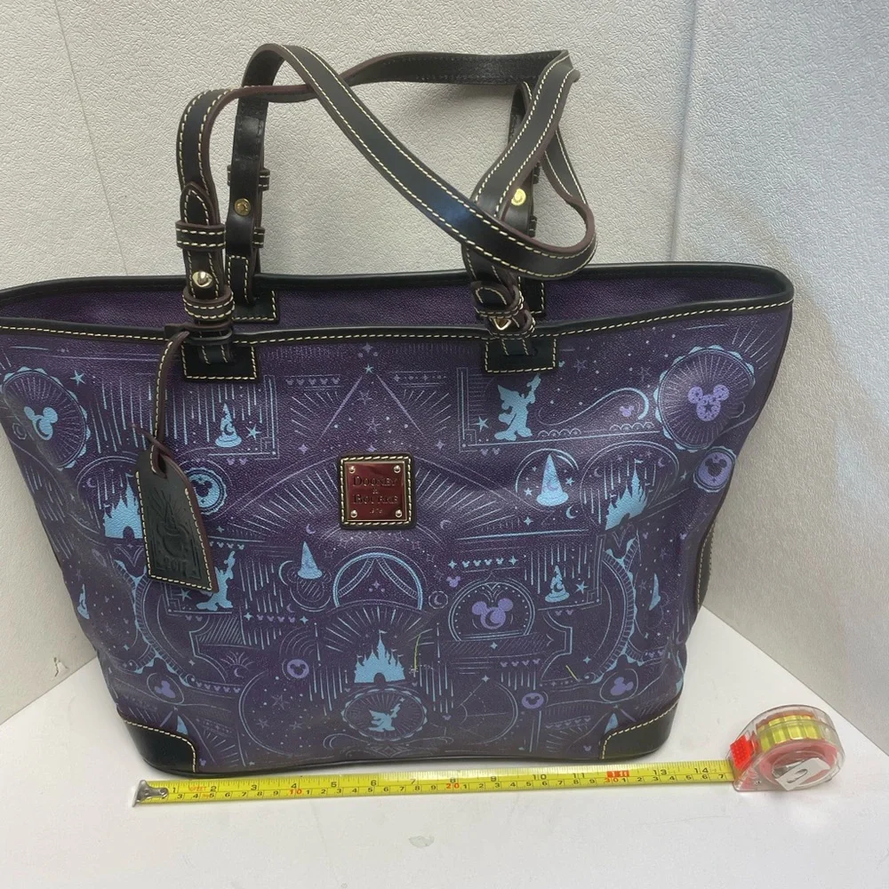Disney Dooney & Bourke 2017 Fantasia Sorcerer Mickey Mouse Tote Bag Purse Purple - Picture 6 of 13